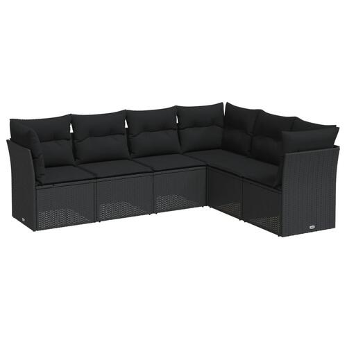 Sofasæt til haven 6 dele med hynder polyrattan sort