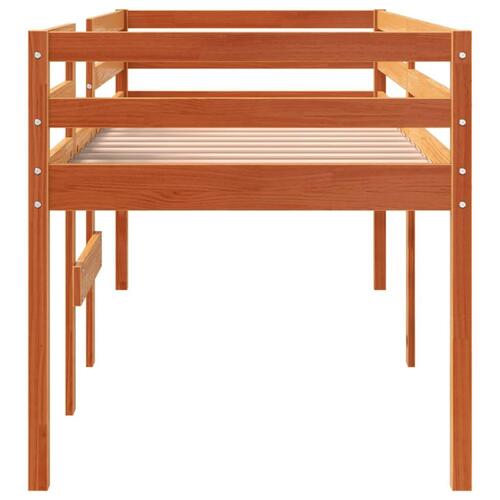 Højseng 90x200 cm massivt fyrretræ gyldenbrun