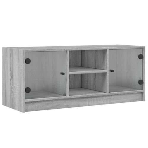 Skab med glaslåger 102x37x42 cm grå sonoma-eg