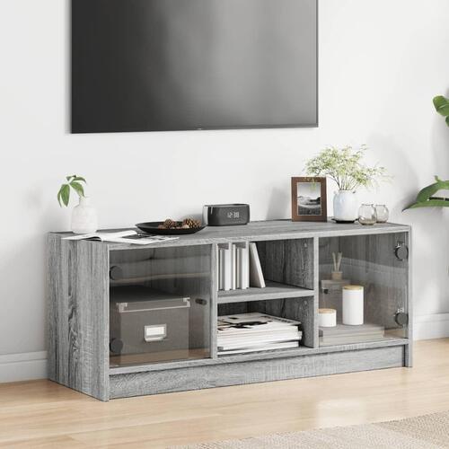 Skab med glaslåger 102x37x42 cm grå sonoma-eg