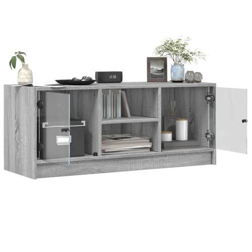 Skab med glaslåger 102x37x42 cm grå sonoma-eg