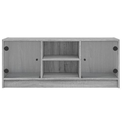 Skab med glaslåger 102x37x42 cm grå sonoma-eg
