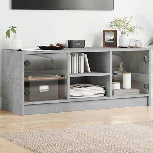 Skab med glaslåger 102x37x42 cm betongrå
