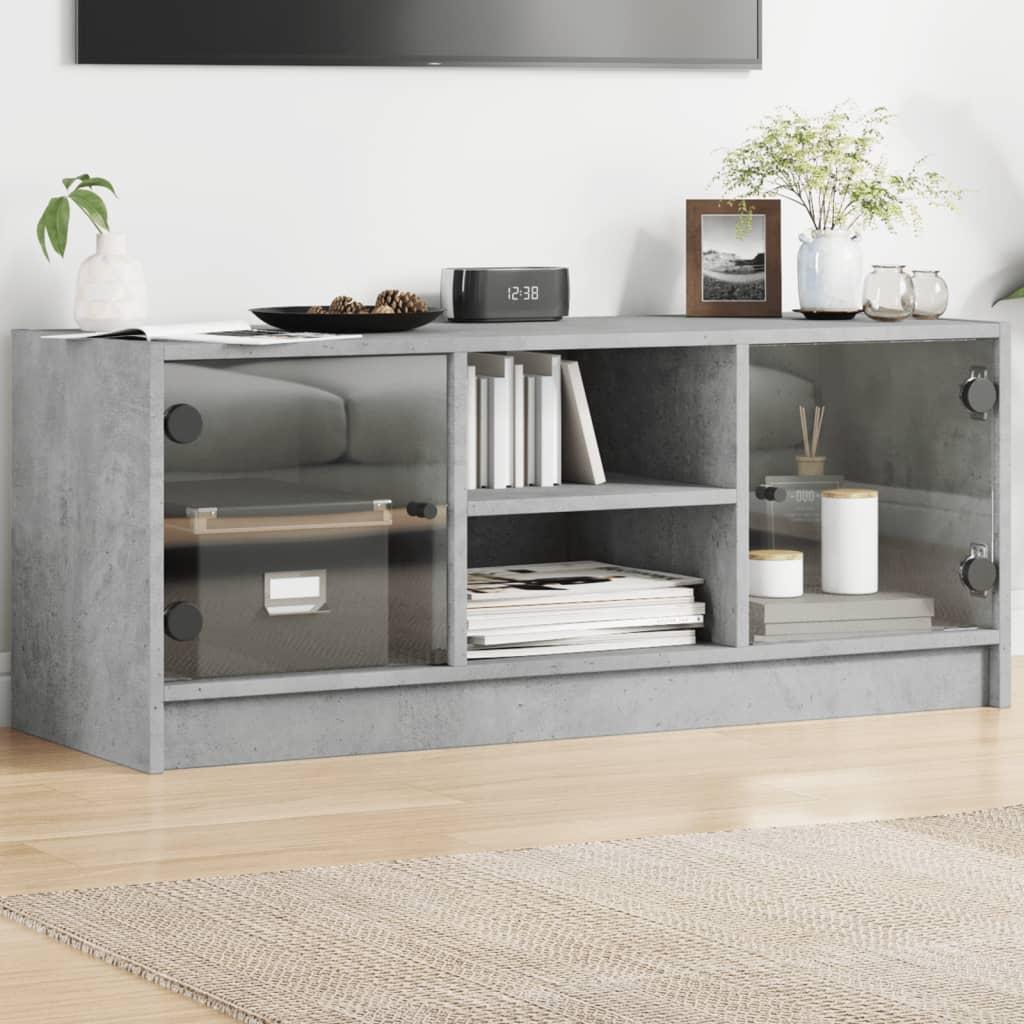 Skab med glaslåger 102x37x42 cm betongrå