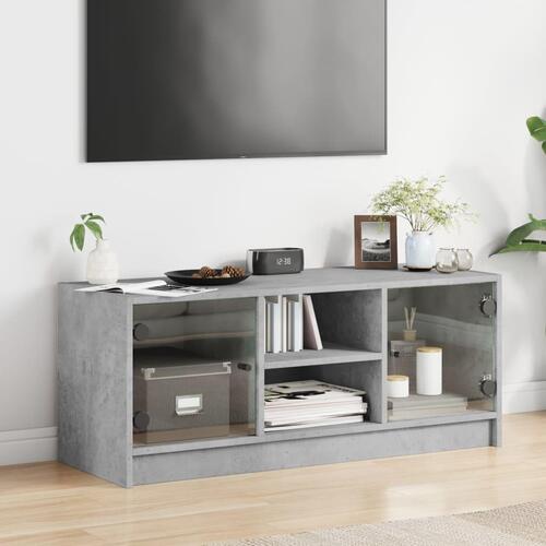 Skab med glaslåger 102x37x42 cm betongrå