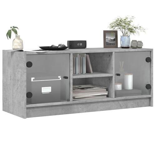 Skab med glaslåger 102x37x42 cm betongrå