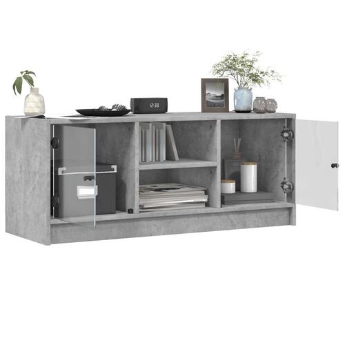 Skab med glaslåger 102x37x42 cm betongrå