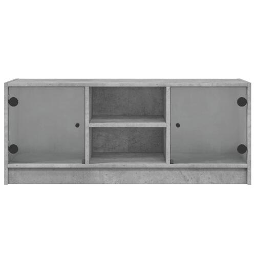 Skab med glaslåger 102x37x42 cm betongrå