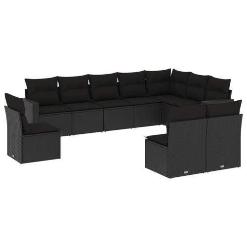 Sofasæt til haven 10 dele med hynder polyrattan sort