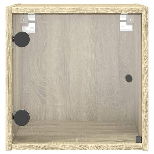 Sengeborde med glaslåger 2 stk. 35x37x35 cm grå sonoma-eg