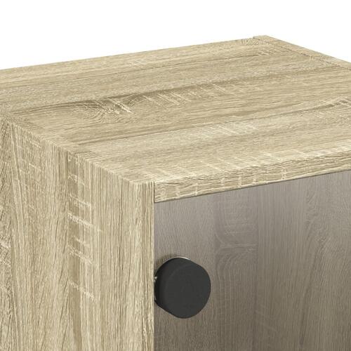 Sengeborde med glaslåger 2 stk. 35x37x35 cm grå sonoma-eg