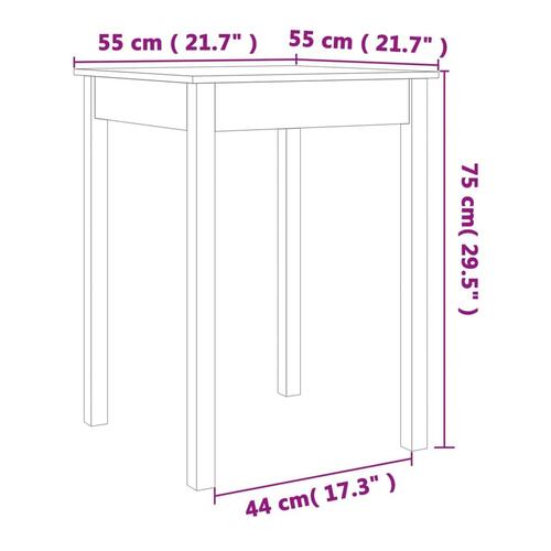 Spisebord 55x55x75 cm massivt fyrretræ gyldenbrun