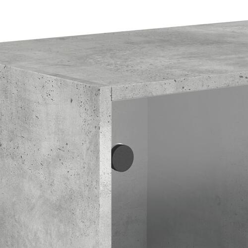 Vægskab med glaslåger 68,5x37x35 cm betongrå