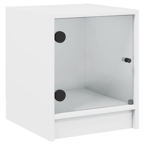 Sengebord med glaslåger 35x37x42 cm hvid