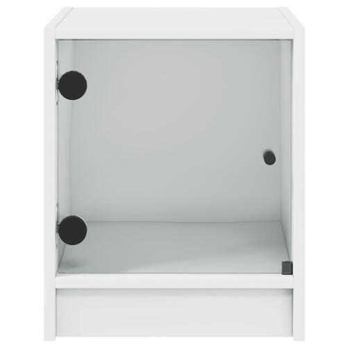 Sengebord med glaslåger 35x37x42 cm hvid