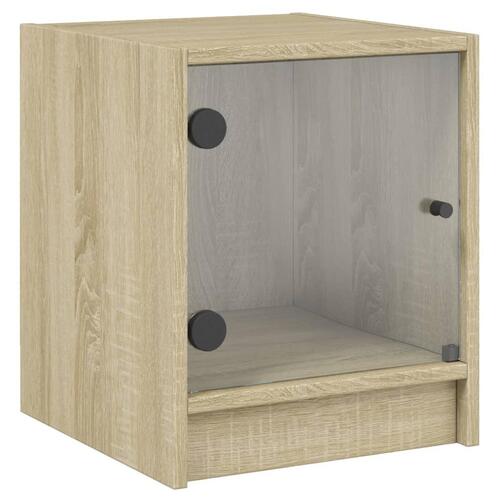 Sengeborde med glaslåger 2 stk. 35x37x42 cm grå sonoma-eg