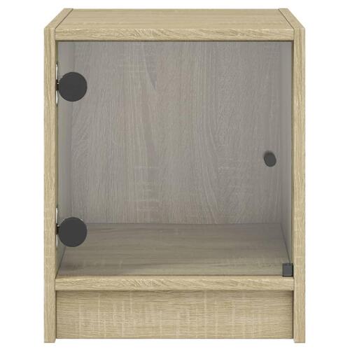 Sengeborde med glaslåger 2 stk. 35x37x42 cm grå sonoma-eg