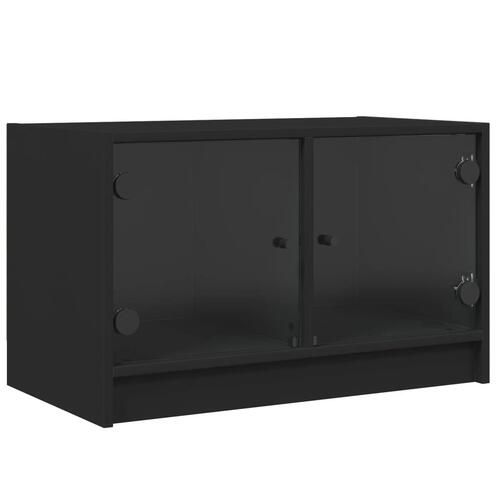 Tv-bord med glaslåger 68x37x42 cm sort