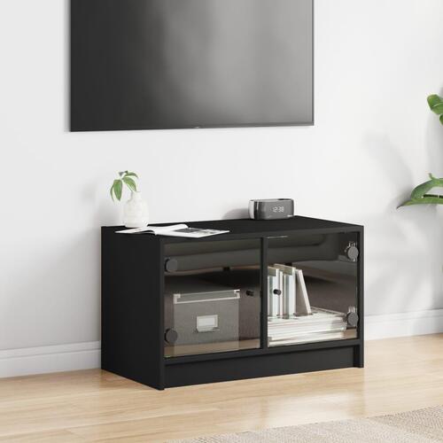 Tv-bord med glaslåger 68x37x42 cm sort