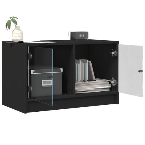 Tv-bord med glaslåger 68x37x42 cm sort