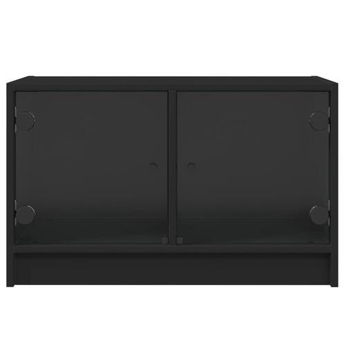 Tv-bord med glaslåger 68x37x42 cm sort