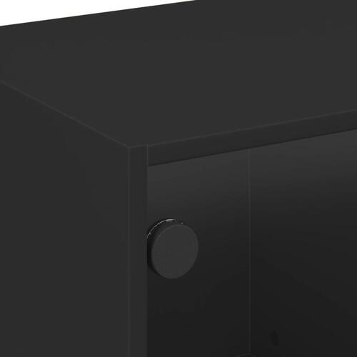 Tv-bord med glaslåger 68x37x42 cm sort