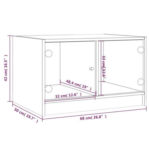 Tv-bord med glaslåger 68x37x42 cm sort