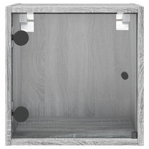Sengeborde med glaslåger 2 stk. 35x37x35 cm grå sonoma-eg