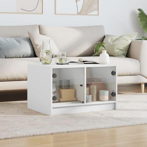 Sofabord med glaslåger 68x50x42 cm hvid