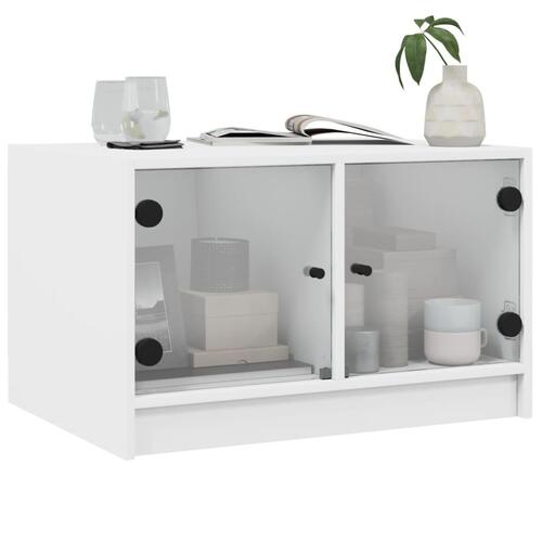Sofabord med glaslåger 68x50x42 cm hvid