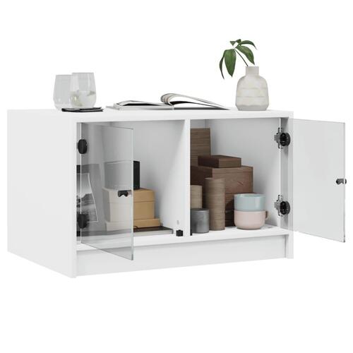 Sofabord med glaslåger 68x50x42 cm hvid