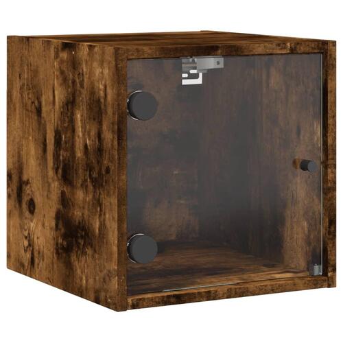 Sengeborde 2 stk. med glaslåger 35x37x35 cm røget egetræsfarve