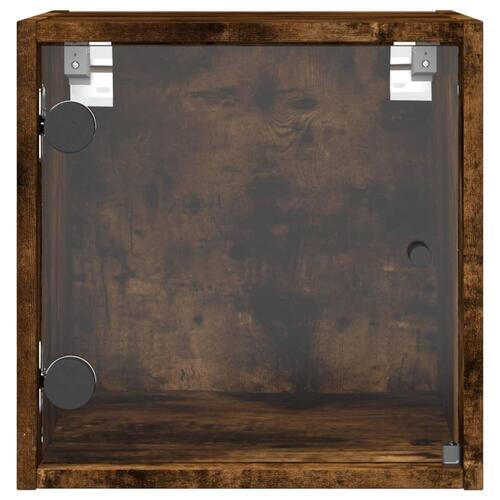 Sengeborde 2 stk. med glaslåger 35x37x35 cm røget egetræsfarve