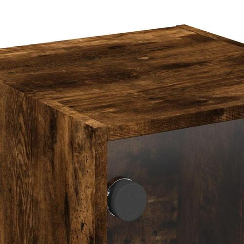 Sengeborde 2 stk. med glaslåger 35x37x35 cm røget egetræsfarve