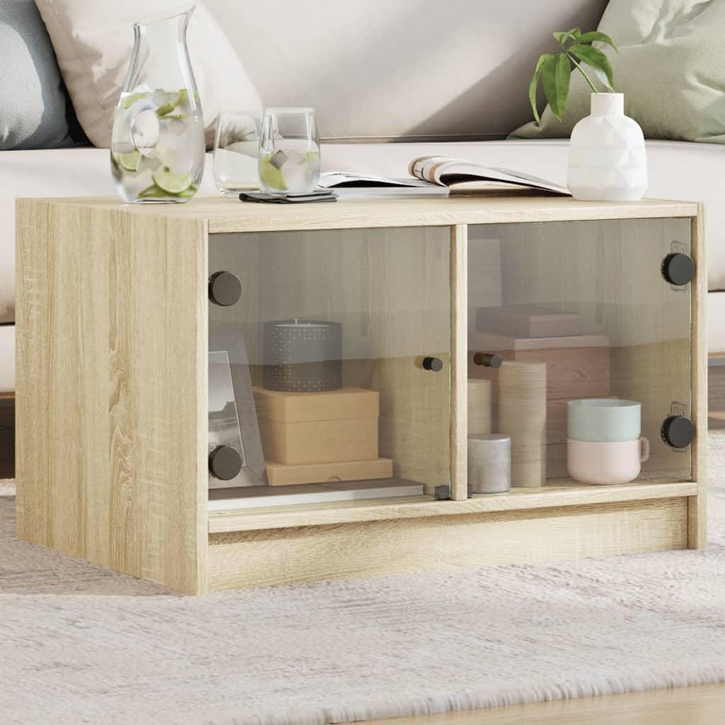 Sofabord med glaslåger 68x50x42 cm sonoma-eg