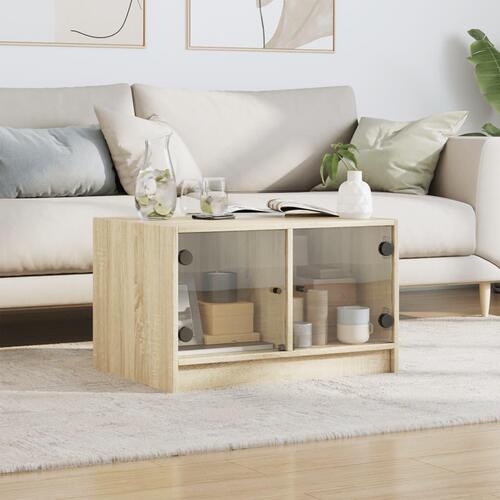 Sofabord med glaslåger 68x50x42 cm sonoma-eg