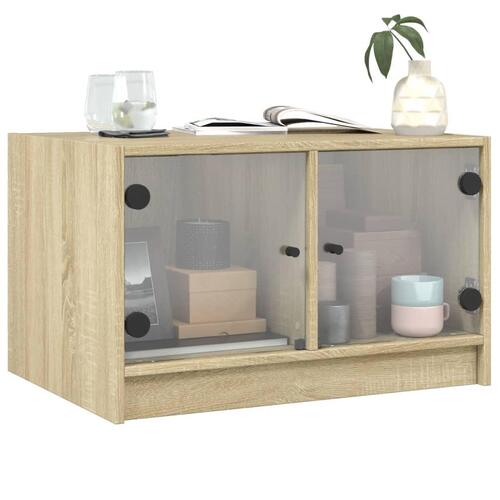 Sofabord med glaslåger 68x50x42 cm sonoma-eg