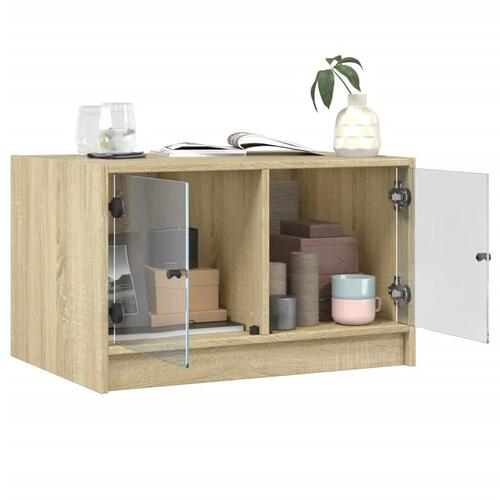 Sofabord med glaslåger 68x50x42 cm sonoma-eg