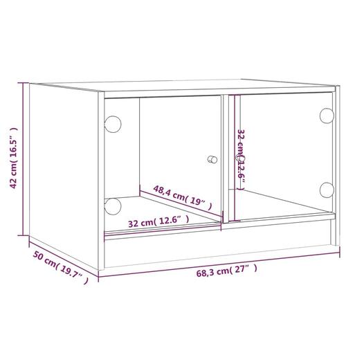 Sofabord med glaslåger 68x50x42 cm sonoma-eg