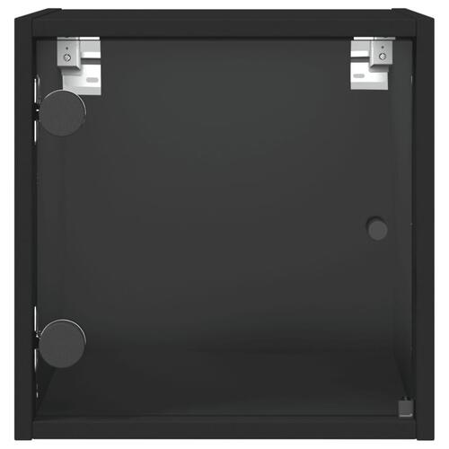 Sengeborde 2 stk. med glaslåger 35x37x35 cm sort
