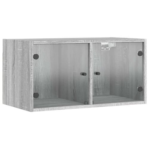 Vægskabe med glaslåger 2 stk. 68,5x37x35 cm grå sonoma-eg