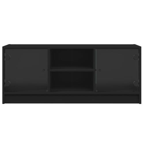 Tv-bord med glaslåger 102x37x42 cm sort
