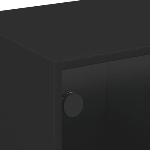 Tv-bord med glaslåger 102x37x42 cm sort