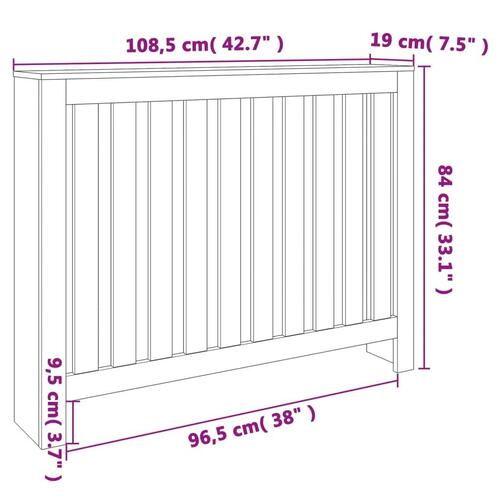 Radiatorskjuler 108,5x19x84 cm massivt fyrretræ gyldenbrun