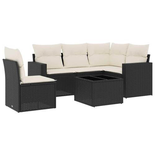 Sofasæt til haven 6 dele med hynder polyrattan sort