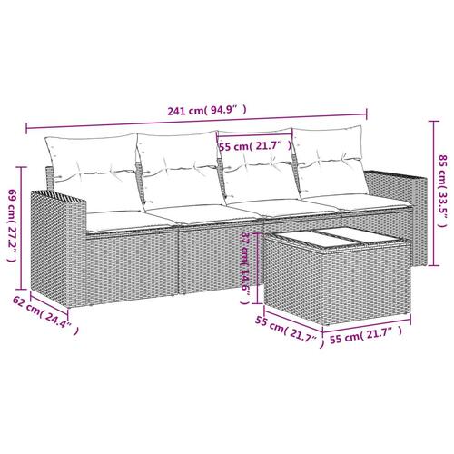 Sofasæt til haven 5 dele med hynder polyrattan sort