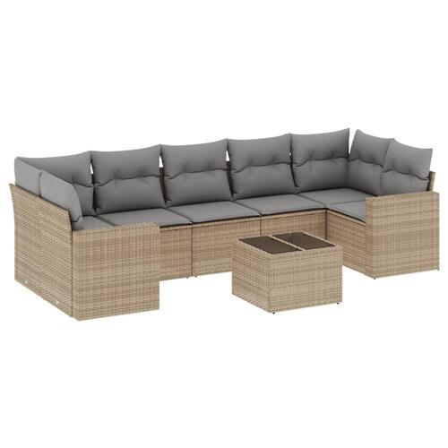 Sofasæt til haven 8 dele med hynder polyrattan beige
