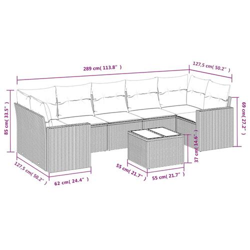 Sofasæt til haven 8 dele med hynder polyrattan beige