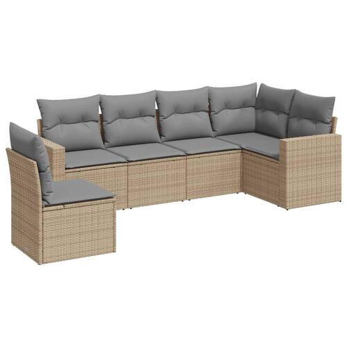 Sofasæt til haven 6 dele med hynder polyrattan beige