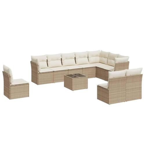 Sofasæt til haven 11 dele med hynder polyrattan beige
